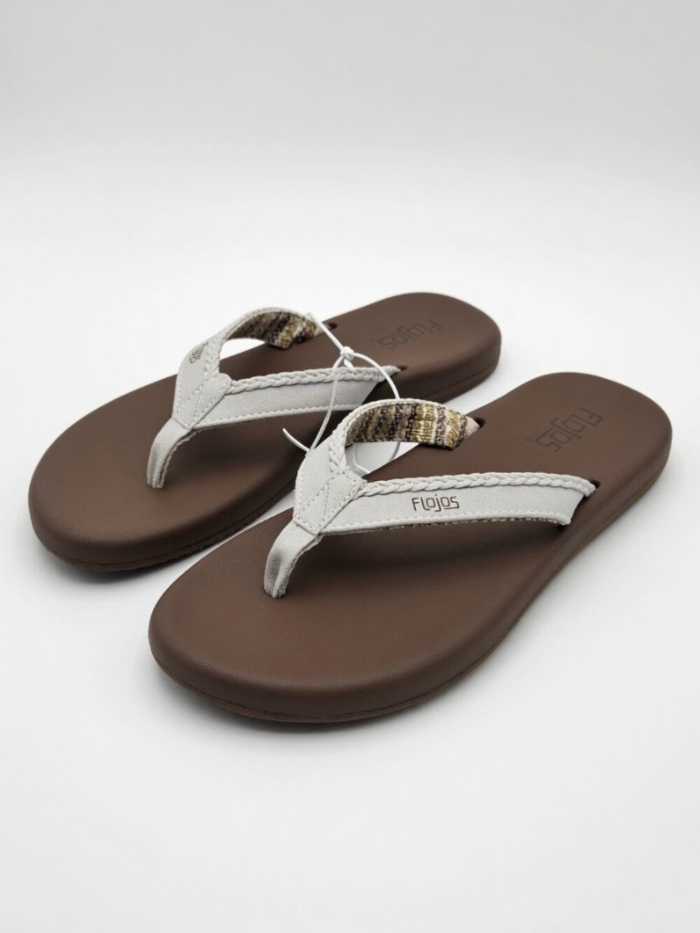 NWT + Orig Packaging Flojos Braided Strap Flip Flops | Ivory | Women's Size 10